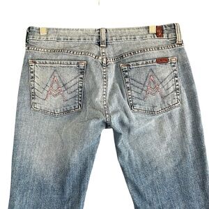 7 For All Mankind Pink “A” Pocket Jeans 💗 Y2K Low Rise Cropped Denim Size 30
